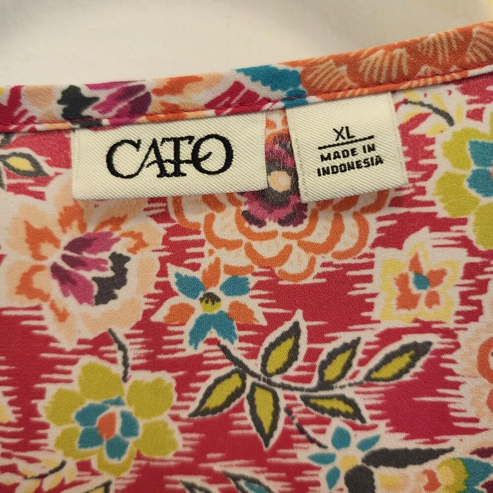 Cato Women's XL Pink Floral Print Blouse with Short Sleeves XL - Picture 3 of 7